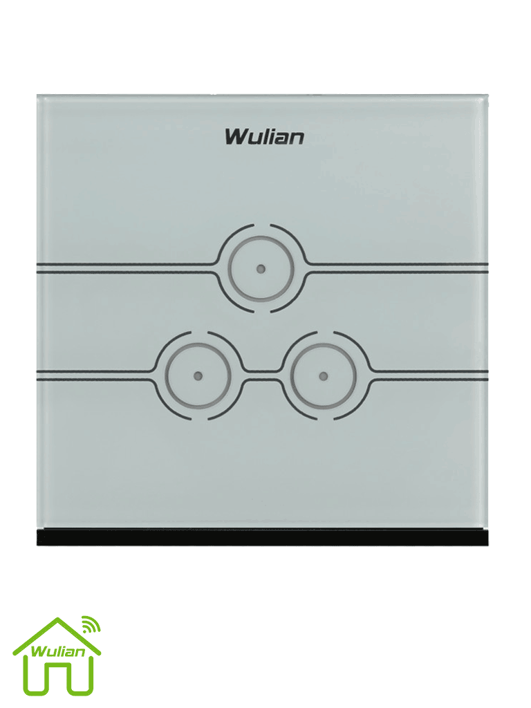 WULIAN SWITCHT3 - Apagador Inteligente touch/ Controla 3 lamparas, Zigbee comunica con Brain para control de luces y notificaciones desde Celular a traves de App/ 10 Amp/ Carga mínima 15W - WULIAN