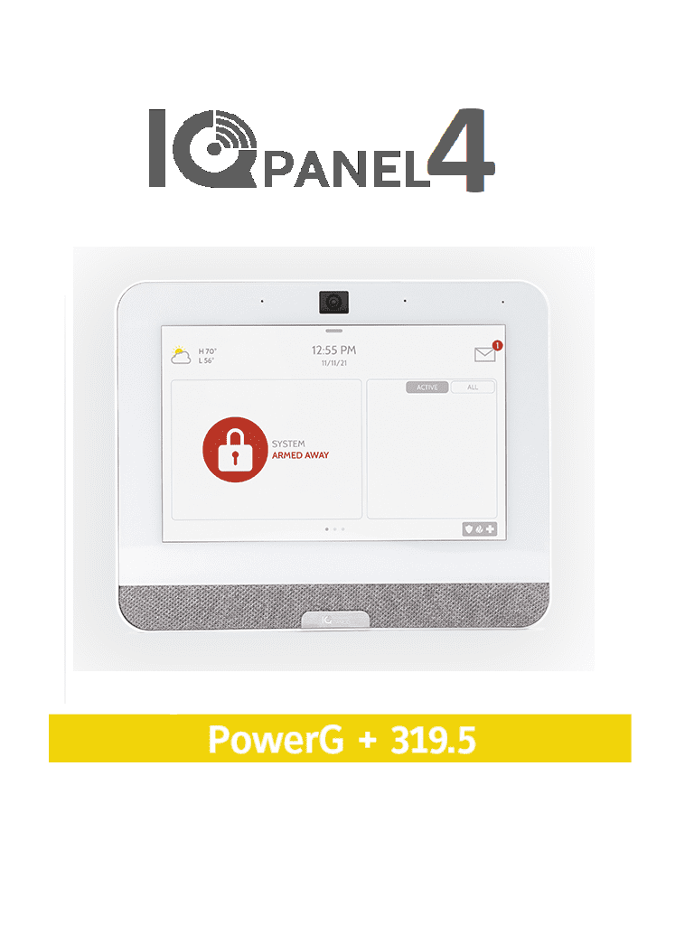 QOLSYS IQP4004 - Sistema de Alarma IQPanel4 Autocontenido , con Pantalla Tactil de 7", Power G 915 Mhz + Qolsys S-Line 319.5 Mhz. Con 4 Bocinas integradas (4W). Para la plataforma Alarm.com - IQP4004