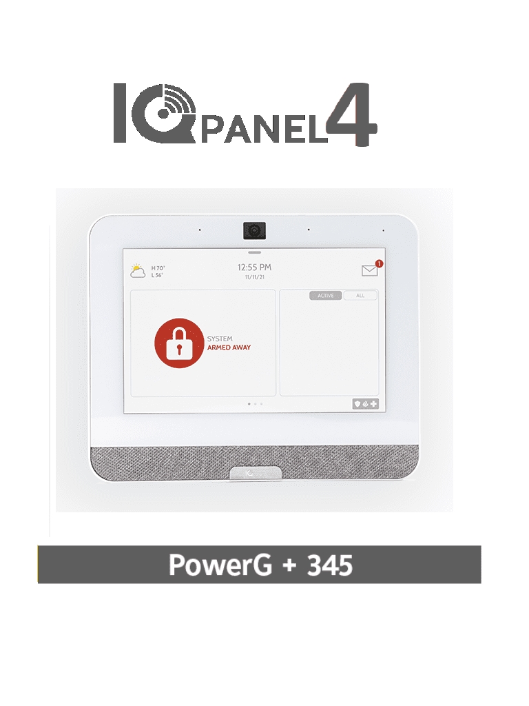 QOLSYS IQP4006 - Sistema de Alarma IQPanel4 Autocontenido , con Pantalla Tactil de 7", Power G 915 Mhz + Honeywell 345 Mhz. Con 4 Bocinas integradas (4W). Para la plataforma Alarm.com - QOLSYS