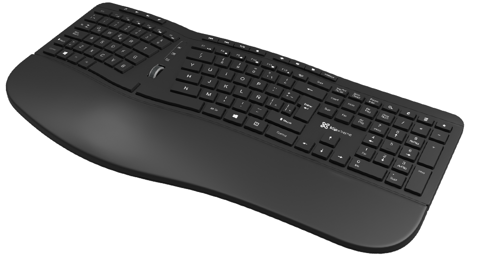 Klip Xtreme  Keyboard  Spanish  Wireless  24 Ghz  All Black  Ergonomic - KLIP XTREME