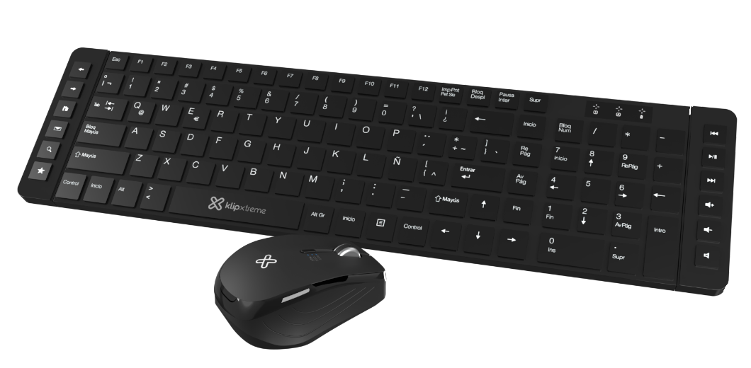 Klip Xtreme  Keyboard And Mouse Set  Spanish  Wireless  24 Ghz  All Black - KLIP XTREME