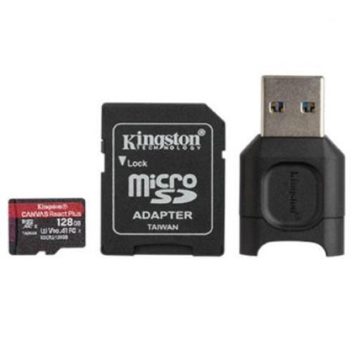 MLPMR2/128GB Tarjeta Kingston MicroSD Canvas React Plus 128GB micSDXC React+ SDCR2 285R UHS-II w/ADP+MLPM Reader