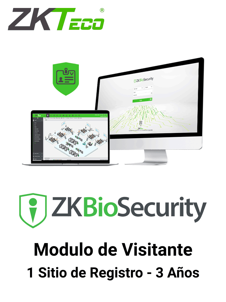 ZKTECO ZKBSVISP13Y - Licencia para gestión de Visitas en Biosecurity / 5000 Visitas por Mes / 1 Sitio de Registro / Vigencia 3 Años - ZKTECO