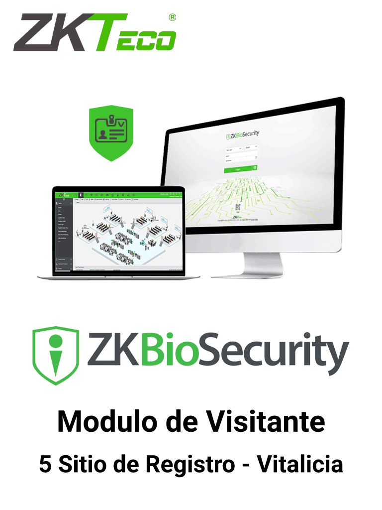ZKTECO ZKBSVISP5 -Licencia para gestión de Visitas en Biosecurity / 10 000 Visitas por mes / Hasta 5 sitios de Registro / Vitalicia  - ZKTECO