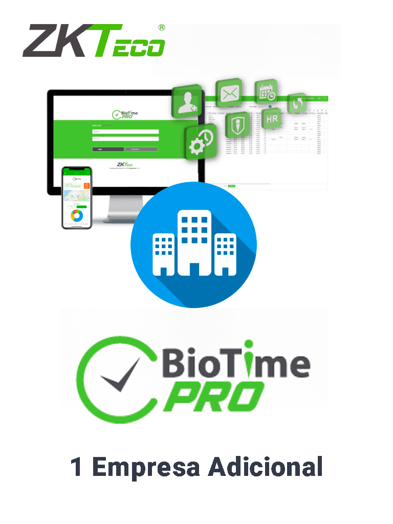 ZKTECO BIOTIMEPROADDME - Licencia vitalicia para agregar 1 empresa  adicional en BioTimeProBTP - Additional Company