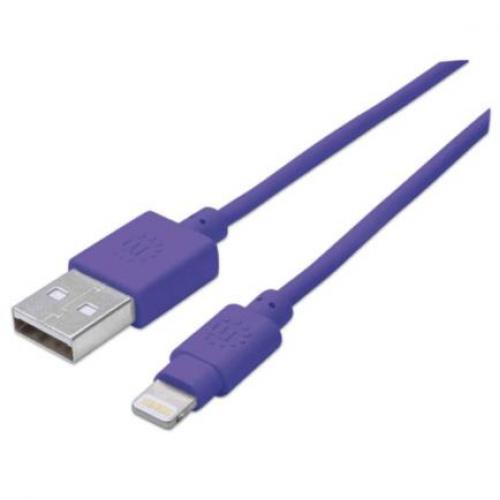 Cable Manhattan iLynk Lightning M-M USB 8 Pines 1m Color Morado - 394239