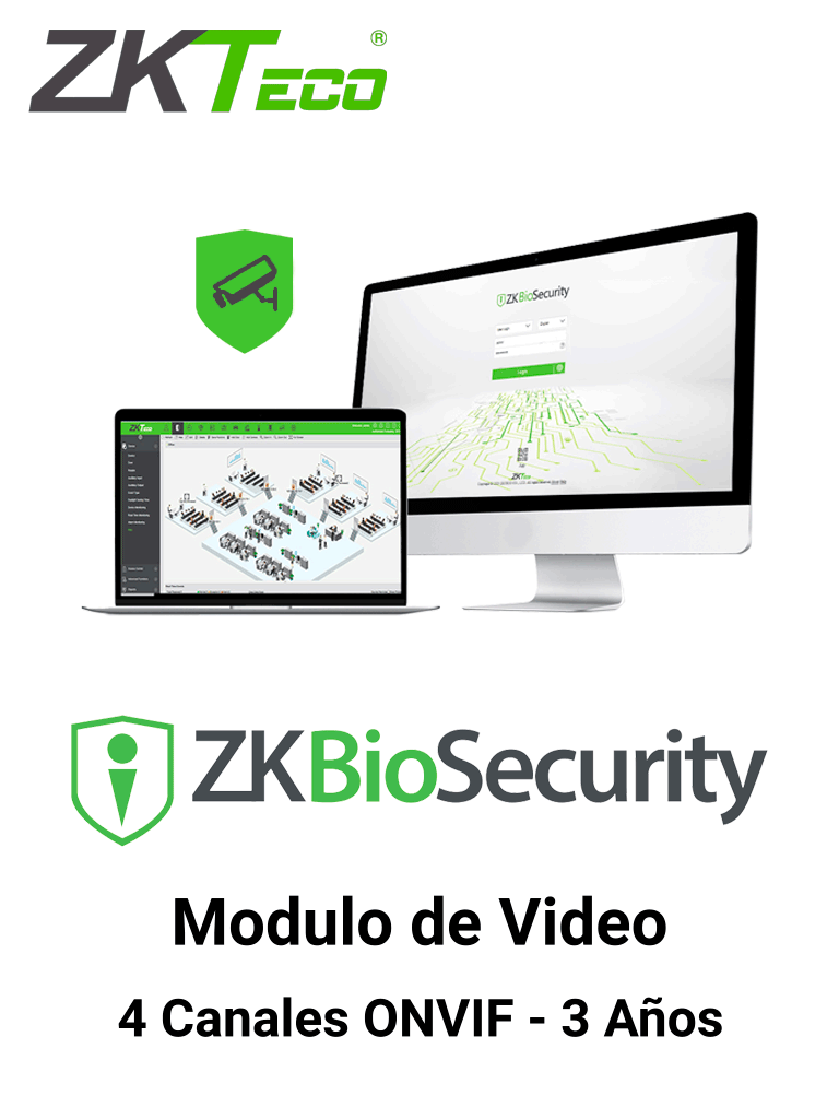 ZKTECO ZKBSVIDP43Y - Modulo de Vídeo para Biosecurity / Soporta hasta 4 Canales / ONVIF / Vigencia 3 Años - ZKBS-VID-P4 3 YEARS