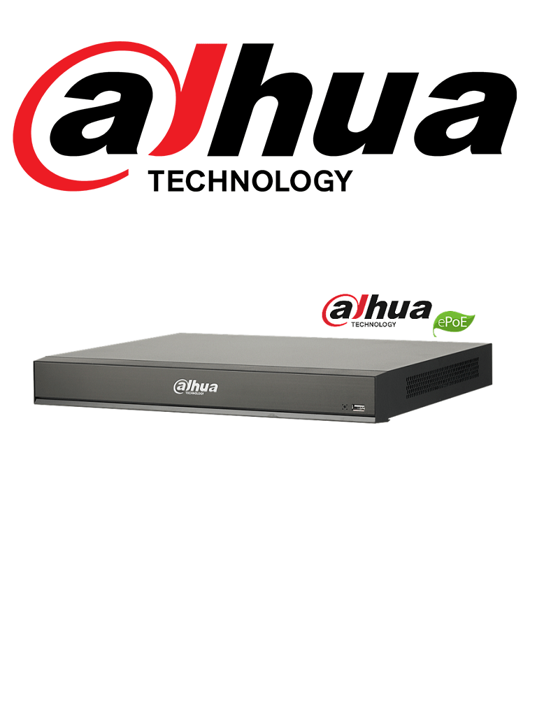 DAHUA DHINVR521616PI - NVR 16 Canales IP / 4K con inteligencia artificial / Reconocimiento facial / IA / H265+ / Rendimiento 320 Mbps /  HDMI / VGA / 16 Puertos  PoE / Soporta 2  HDD/ #Proyectos - DHI-NVR5216-16P-I