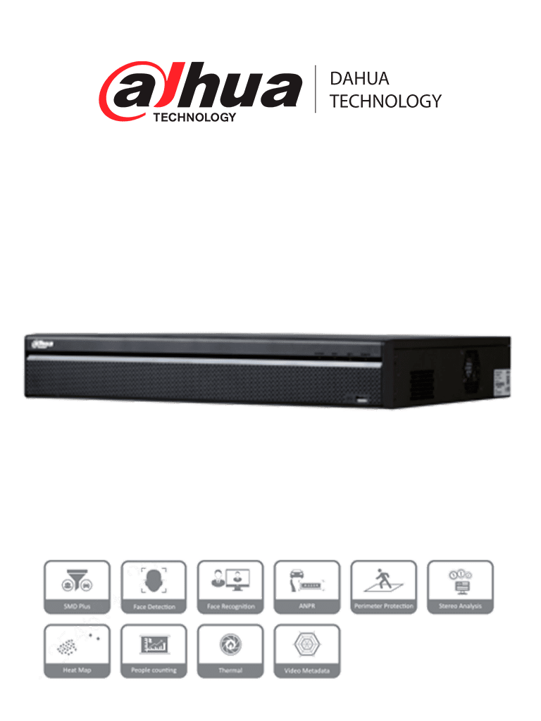 DAHUA DHI-NVR5432-4KS2 -NVR 32 Canales IP 4K/ Resolución de hasta 24 MP/ H265+/ Rendimiento 320 Mbps/ 2 HDMI/ 4 Puertos SATA/ DEWARPING/ E&S Alarmas/Audio  - DHI-NVR5432-4KS2
