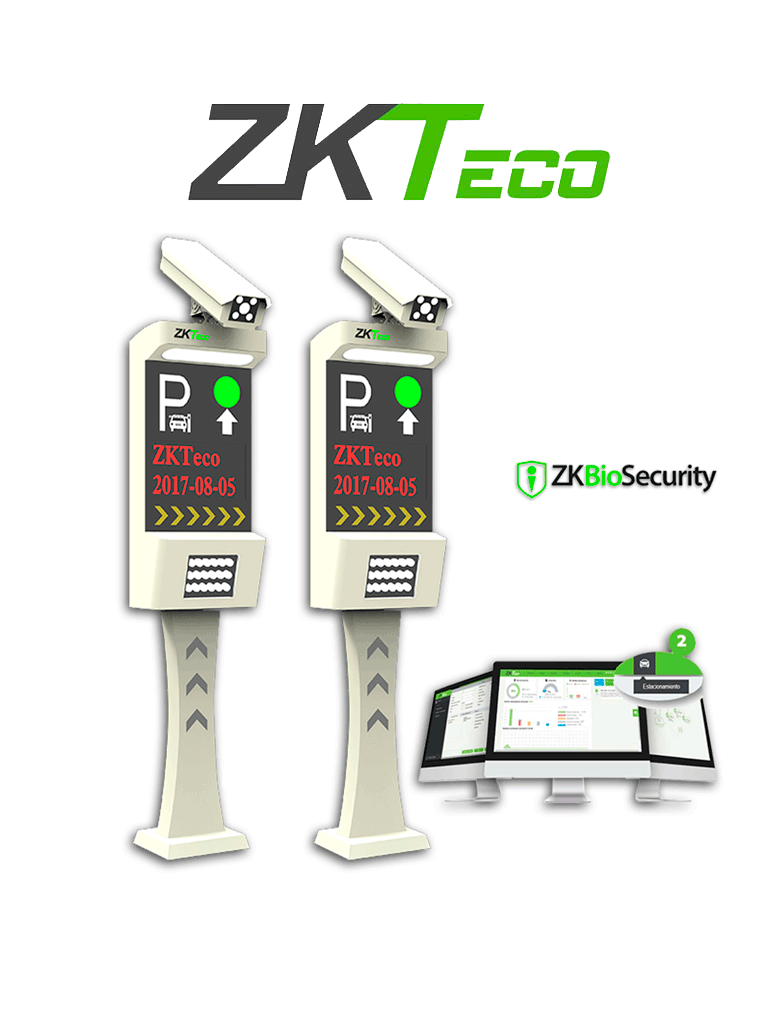 ZKTECO LPRSBio1000 - Paquete De Control de Acceso Vehicular Por Medio De Lectura De Placas Para Entrada Y Salida / Pantalla LCD  Modulo de Estacionamiento de Biosecurity para 2 cámaras - ZKTECO