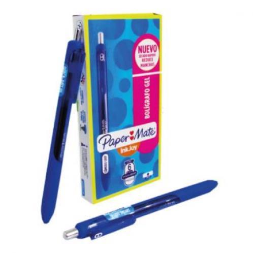 Bolígrafo Gel Papermate Eco Barril Redondo Punto Fino Color Azul C/6 Pzas - PAPERMATE