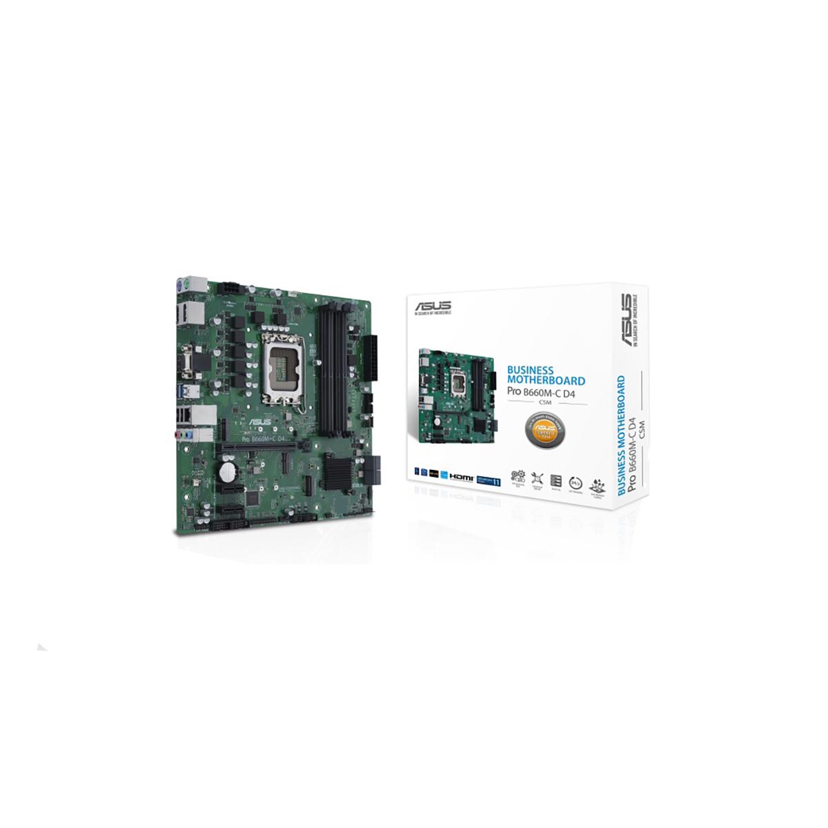 MOTHERBOARD ASUS (PRO B660M-C D4-CSM)SOCKET 1700 12A,4*DDR4,HDMI,2*DP,VGA,PCI-E 4.0,MICRO ATX - PRO B660M-C D4-CSM