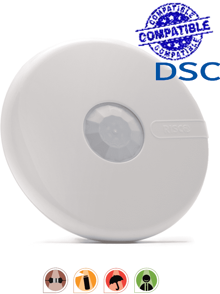 RISCO RK150DTG3 -LUNAR Sensor De Movimiento De Techo 360º / Cableado Convencional / Doble Tecnología Anti-Masking / Compatible con las Marcas DSC-BOSCH-AJAX (MULTITRANSMITER) - RK150DTG3