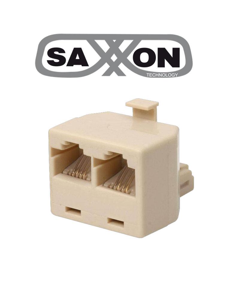SAXXON ADAPTEL - Adaptador telefónico / 2 JACKS A 1 PLUG / De 4 contactos - 300-024