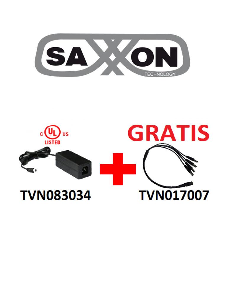 SAXXON PSU1205DPAQD - Paquete de fuente de poder y divisor de energia / 12 V DC / 5 A MP - PSU1250D+PSUWB07
