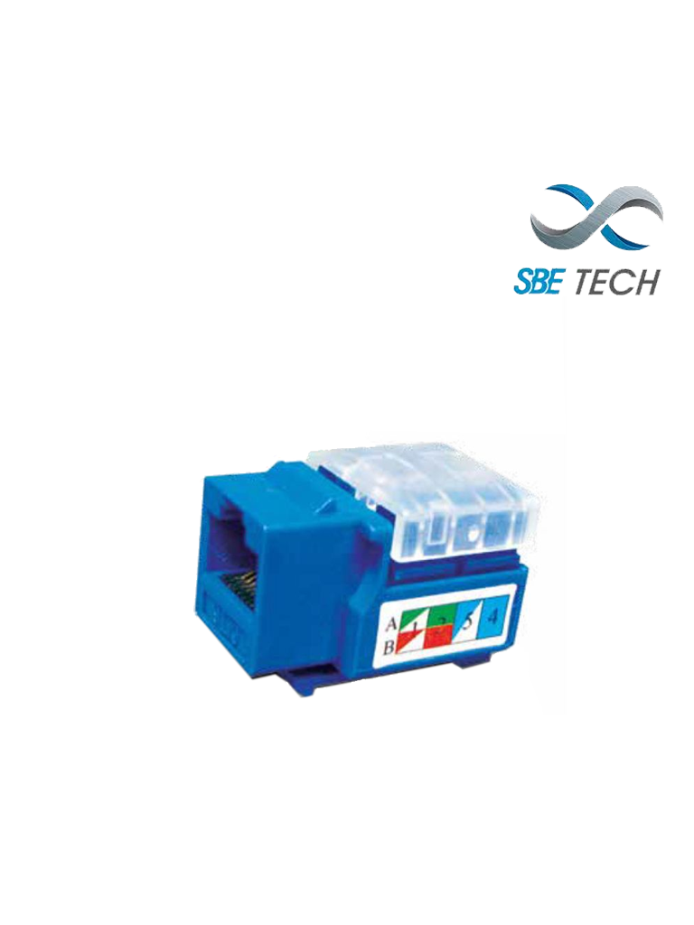SBETECH 2302BL- Modulo jack keystone RJ45 / 8 Hilos / CAT 5e / Compatible con calibres AWG 22-26 / Color azul - SBE-2302-BL