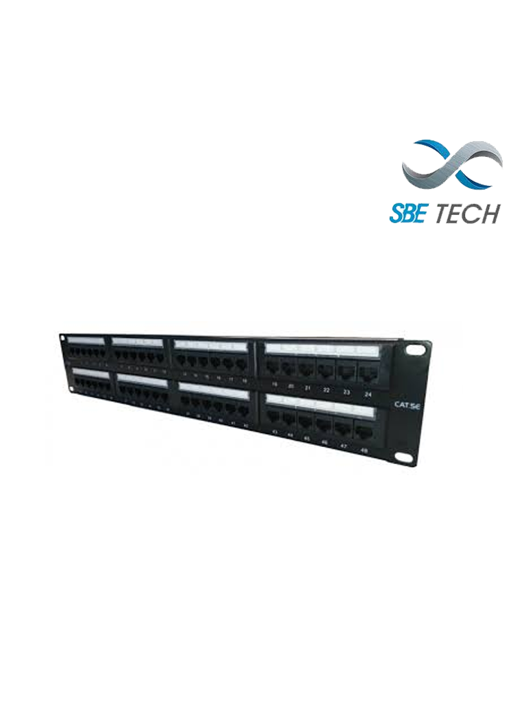 SBETECH SBE-2202-48P - Panel de parcheo categoría 5e/ 48 Puertos/ Incluye etiqueta en frente y parte trasera - SBE-2202-48P