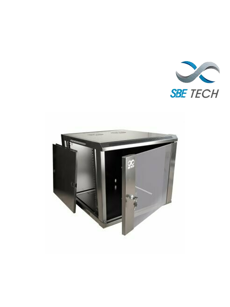 SBETECH GNLPAR12URP- Gabinete de pared / 12 UR / Capacidad de carga de 60 Kg / Ancho 600 mm x profundidad 600 mm x alto 640 mm / Puerta delantera de cristal templado - SBE TECH