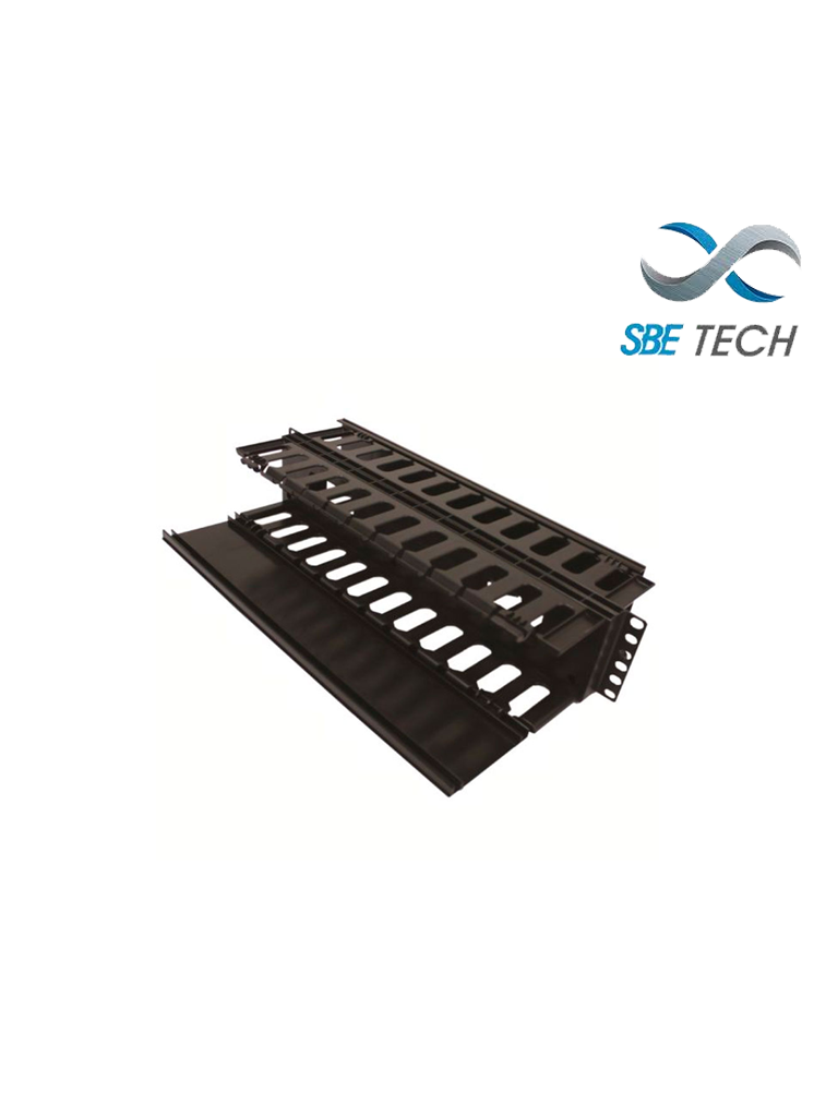 SBETECH SBE-OH2URD - Organizador de cable horizontal para rack / Doble lado/ 19 pulgadas/  Base metalica/ 2UR - SBE-OH2URD
