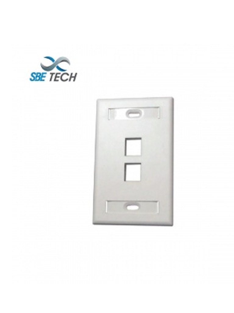 SBETECH SBE-2517-2P-WT - Placa de pared de 2 puerto color blanco para conectores Jack rj 45  keystone - SBE TECH