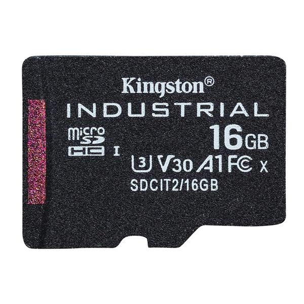 Tarjeta MicroSD Kingston Industrial 16 GB Clase 10 A1 C/Adaptador - SDCIT2/16GB