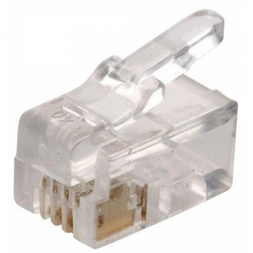 Plug telefónico de 4 contactos cable     Conector modular macho (plug) tipo rj9 de 4 contactos, para auricular. con entrada para cable plano                                                                                                                                                             no STEREN 1 pza                          - 300-062