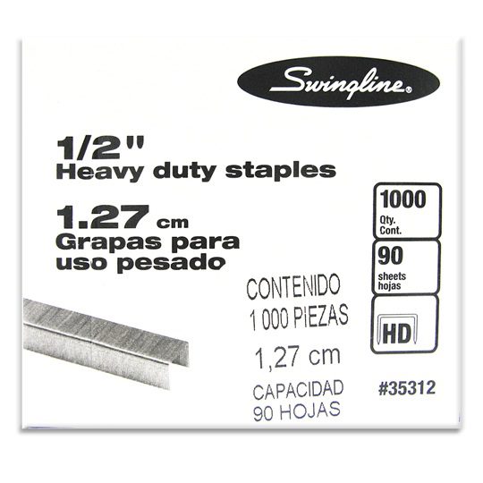 Grapa heavy duty sf-13 1/2" ACCO capacid Grapas para uso pesado, 1/2 ", puntas en forma de cincel, capacidad de 40 a 90 hojas, caja con 1000 grapas                                                                                                                                                      ad de 40 a 90 hojas                      - P5700