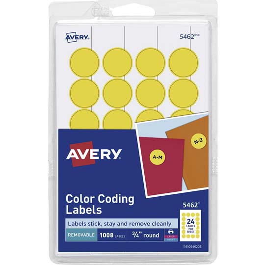 Etiqueta redonda removible amarillo AVER Color amarillo, medidas 1.9 cm de diámetro, con 1,008 etiquetas                                                                                                                                                                                                 Y con tecnología laser/inkjet            - AVE-ETI-2104