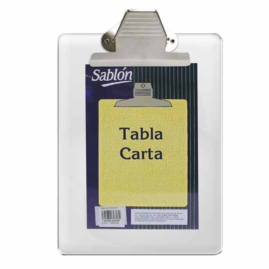 Tabla de plástico Sablón con clip metáli Medida: 22.5 x 32.5 cm, tabla de apoyo con resistente broche de metal, tamaño carta.                                                                                                                                                                            co tamaño carta color cristal            - 306.2313CR
