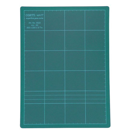 Base de corte Corty 30 x 22 cm color ver Tabla especial para corte fabricada con PVC color verde, cuadrícula de 5 x 5 cm, medida de 30 cm (largo) x 22 cm (ancho) x 3 mm (alto).                                                                                                                         de                                       - 307.3022