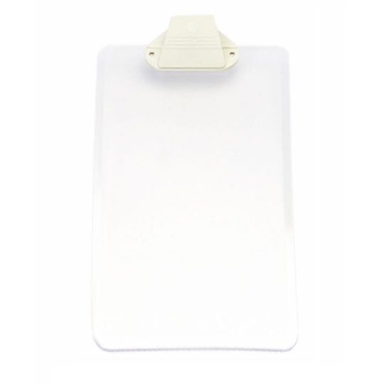 Tabla de plástico Sablón con broche plás Medida: 22.5 x 39 cm, tabla de apoyo con resistente broche plástico que sostiene lápiz o bolígrafo, tamaño oficio.                                                                                                                                              tico tamaño oficio color cristal         - SABLON