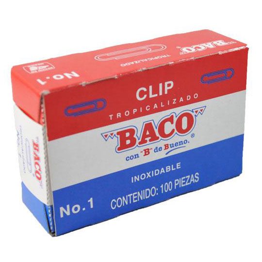 Clip Baco tropicalizado no.1,  1 caja co Fabricados con alambre bajo carbón, pulido con acabado galvanizado brillante - CL003