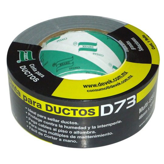 Cinta para ducto DEVEK 48mm x 50 mts. mo Protege contra la humedad y la intemperie. pega cables al piso o alfombra. para usos múltiples de mantenimiento. fácil de cortar a mano.                                                                                                                        d. d73 color plata, polietileno          - D73