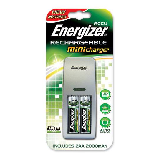 Cargador De Pilas MINI + 2 Pilas Aa recargables Energizer