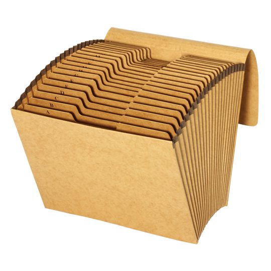 Archivo expandible kraft Globe-Weis cart Cubierta de resistente papel kraft, costados reforzados, con tapa, cejas preimpresas: A-Z, contiene mínimo 10% de fibras recicladas post-consumo, 21 bolsillos.                                                                                                 a alfabético A-Z                         - E1817A