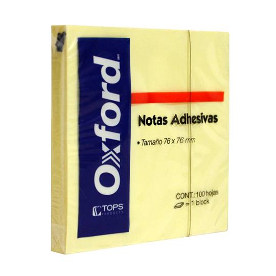 Notas adhesivas Oxford color amarillo 3" Block de notas adhesivas, medidas: 76 x 76 mm, 1 block con 100 hojas.                                                                                                                                                                                           x 3" block con 100 hojas                 - OXFORD
