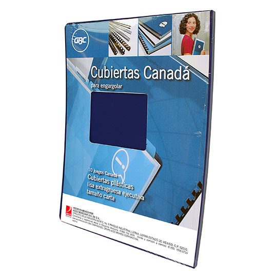 Cubierta lisa carta plástica Canadá G    Color azul, paquete con 20 piezas                                                                                                                                                                                                                               extra gruesa de 18 puntos                - GBC