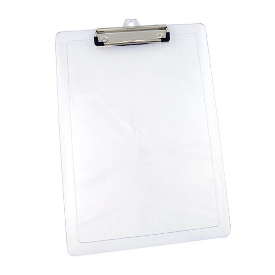Tabla plastica carta/oficio transparente Medidas: base: 22.8cm x altura: 33.7cm x ancho: 0.3cm, con regla grabada en el costado                                                                                                                                                                          con gancho wire clip                     - M-134.3