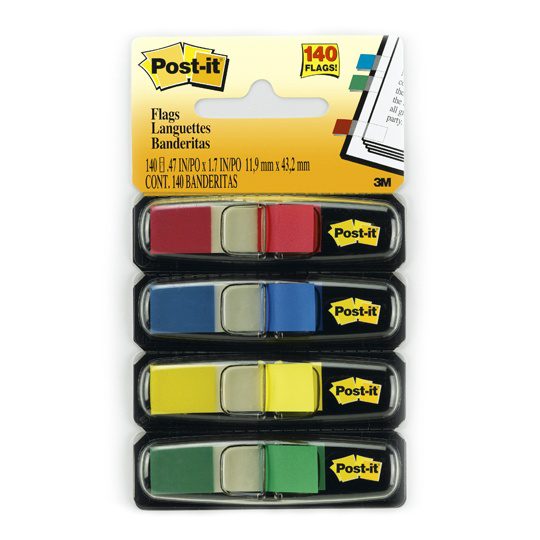 Minibanderitas Post-it 4C  Mod. 683-4    Llama la atencion e identifica tus prioridades, no dañan la superficie al retirarlas, escribe sobre ellas, 4 colores primarios: azul, verde, rojo y amarillo, 35 de cada uno (total 140 banderitas), medidad: 1.19 cm x 4.3cm                                   0.47x1.7pulgadas 4 colores               - 70071351335