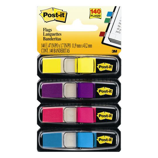 Minibanderitas Mod. 683-4ab ultra 0.47x1 Banderitas adhesivas con 4 colores neon: rosa, amarillo, azul y morado, paquete con 140 banderitas, post it, 3M - 70071351343