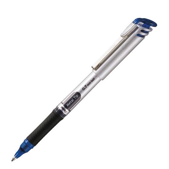 Bolígrafo Pentel energel, punta 0.7 mm ( Bolígrafo Pentel energel tinta azul de secado rápido, con agarre de caucho, punta metálica 0.7 mm (mediana), detalles en tapa color de la tinta, hecho de 53% material reciclado, escritura suave y ligera                                                      mediano), tinta azul, 1 pieza            - BL17-C