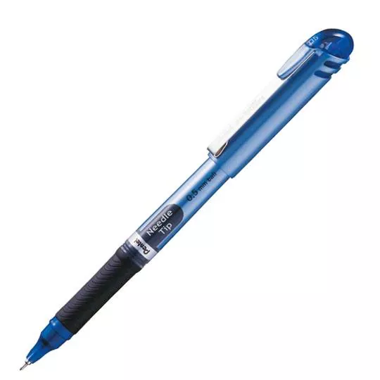 Bolígrafo Pentel energel, punto 0.5 mm ( Bolígrafo Pentel energel tinta gel liquido color azul, secado rápido, agarre de caucho, punta de aguja de 0.5 mm, hecho 53% material reciclado, estructura suave y ligera. detalles en tapa indica el color de la tinta                                         aguja), tinta azul, 1 pieza              - BLN15-C