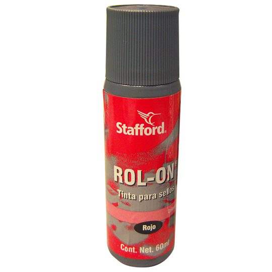 Tinta para sello Stafford color rojo sis Tinta base agua que ayuda a imprimir sellos brillantes, nítidos y de rápido secado, el envase es tipo roll-on que evita derrames de la tinta.                                                                                                                   tema Roll-On 60 ml                       - STAFFORD