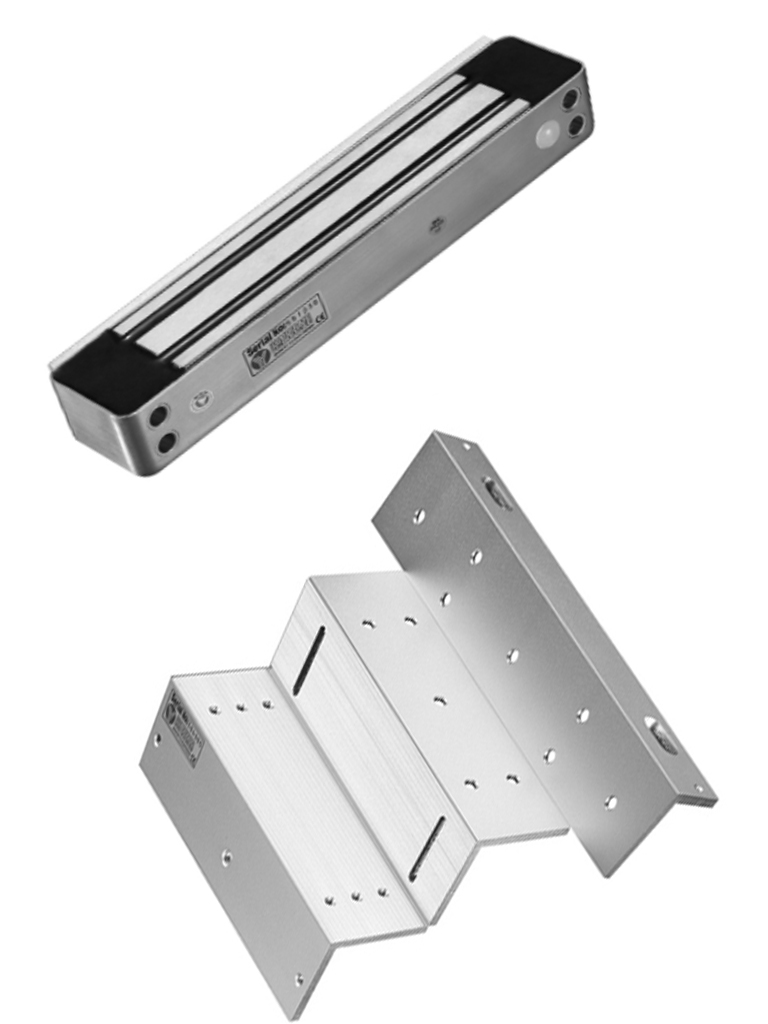 YLI YM280WSPAK - Paquete de Cerradura Magnética para exterior YM280WS y Soporte de Fijación tipo ZL / Fuerza de Sujeción 280kg (600LB) / Para puertas de madera, vidrio y metálicas / IP68 - YLI