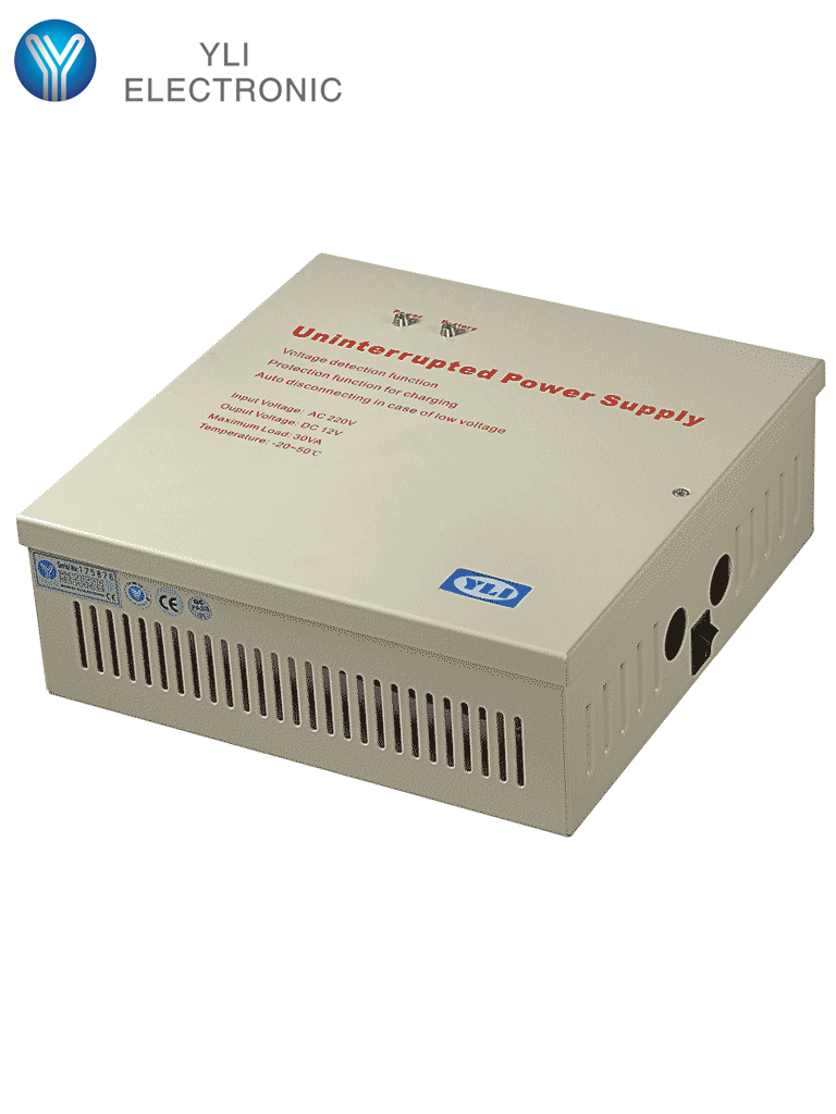 YLI YP902123 - Fuente de Energía con Gabinete para Control de Acceso / Con Relevador NO y NC / Protección contra Cortocircuito / Soporta Batería de Respaldo SXN2360001 - YP-902-12-3