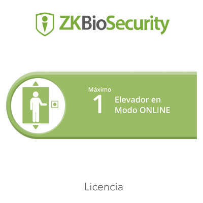  Licencia para ZKBiosecurity para control de 1 cabina de elevador en modo ONLINE [Recomendado] (Se pueden acumular hasta 10 licencias de este modelo). <br>  <strong>Código SAT:</strong> 81112501 <img src='https://ftp3.syscom.mx/usuarios/fotos/logotipos/zkteco.png' width='20%'>  - ZKTECO