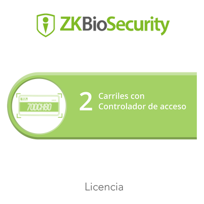 Licencia para ZKBiosecurity para modulo de estacionamiento de 2 carriles utilizando controlador de acceso <br>  <strong>Código SAT:</strong> 81112501 <img src='https://ftp3.syscom.mx/usuarios/fotos/logotipos/zkteco.png' width='20%'>  - ZKTECO