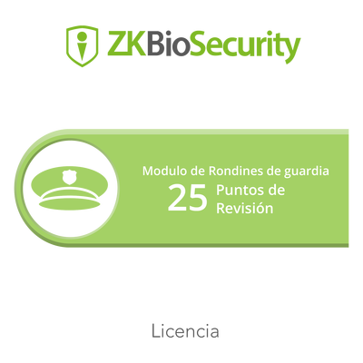 Licencia para ZKBiosecurity para modulo de rondines de guardia hasta 25 puntos de revision <br>  <strong>Código SAT:</strong> 81112501 <img src='https://ftp3.syscom.mx/usuarios/fotos/logotipos/zkteco.png' width='20%'>  - ZK-BS-PAT-25